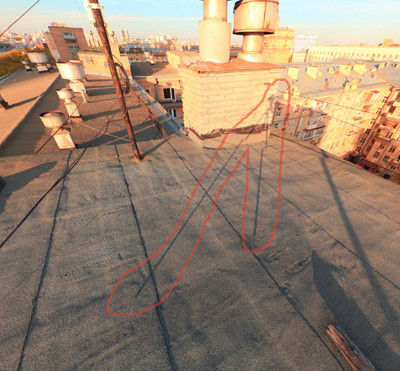 The shadow of the tripod