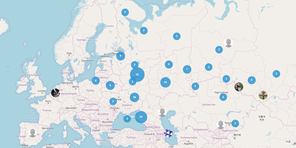Search for a photographer of virtual tours on a map